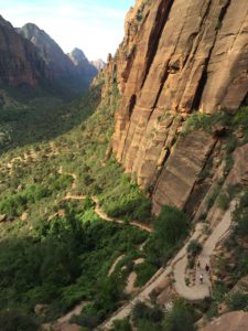 View looking down to where we started the hike from the top before entering Refrigerator Canyon. 